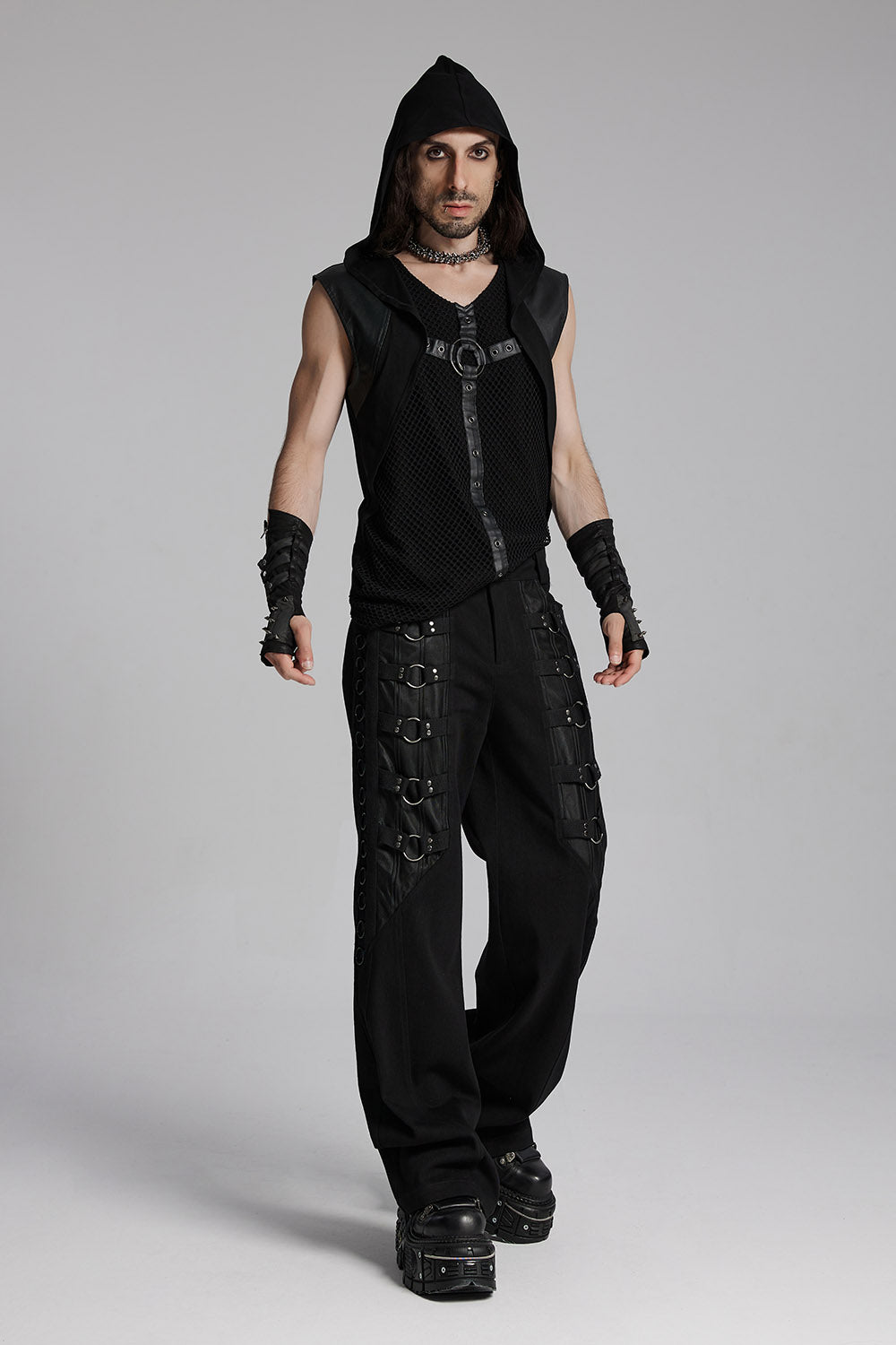 mens vegan leather cyberpunk tank top