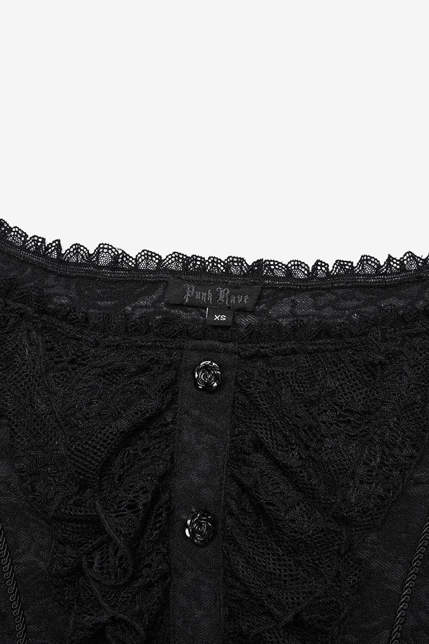 womens black floral lace romantic gothic blouse