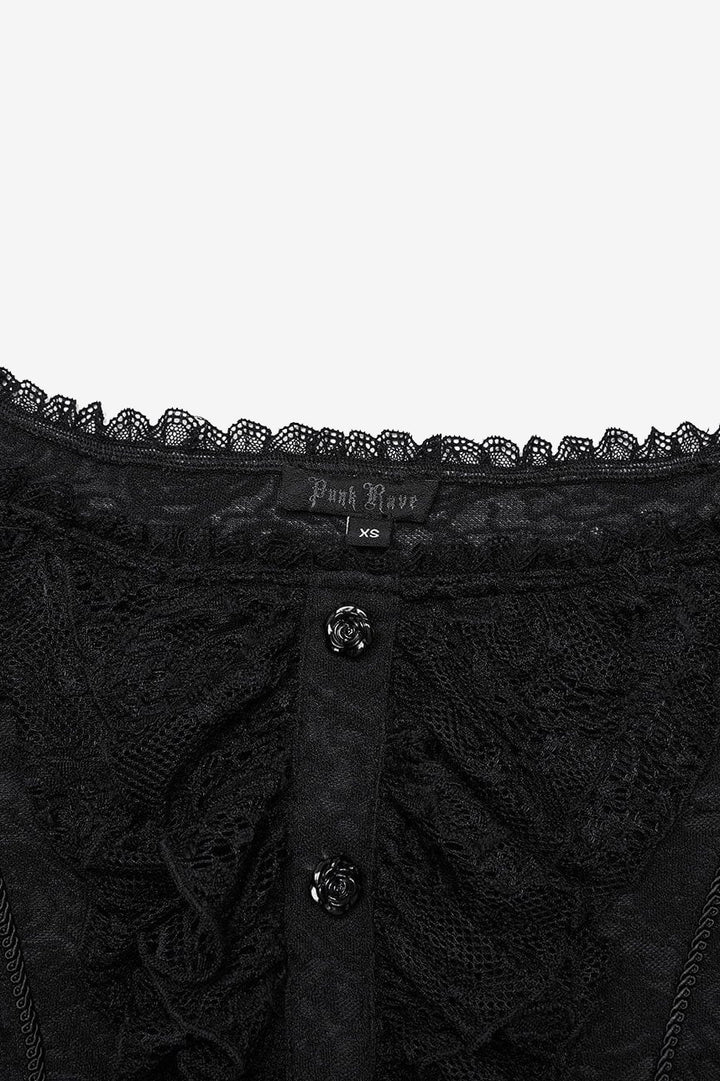 womens black floral lace romantic gothic blouse