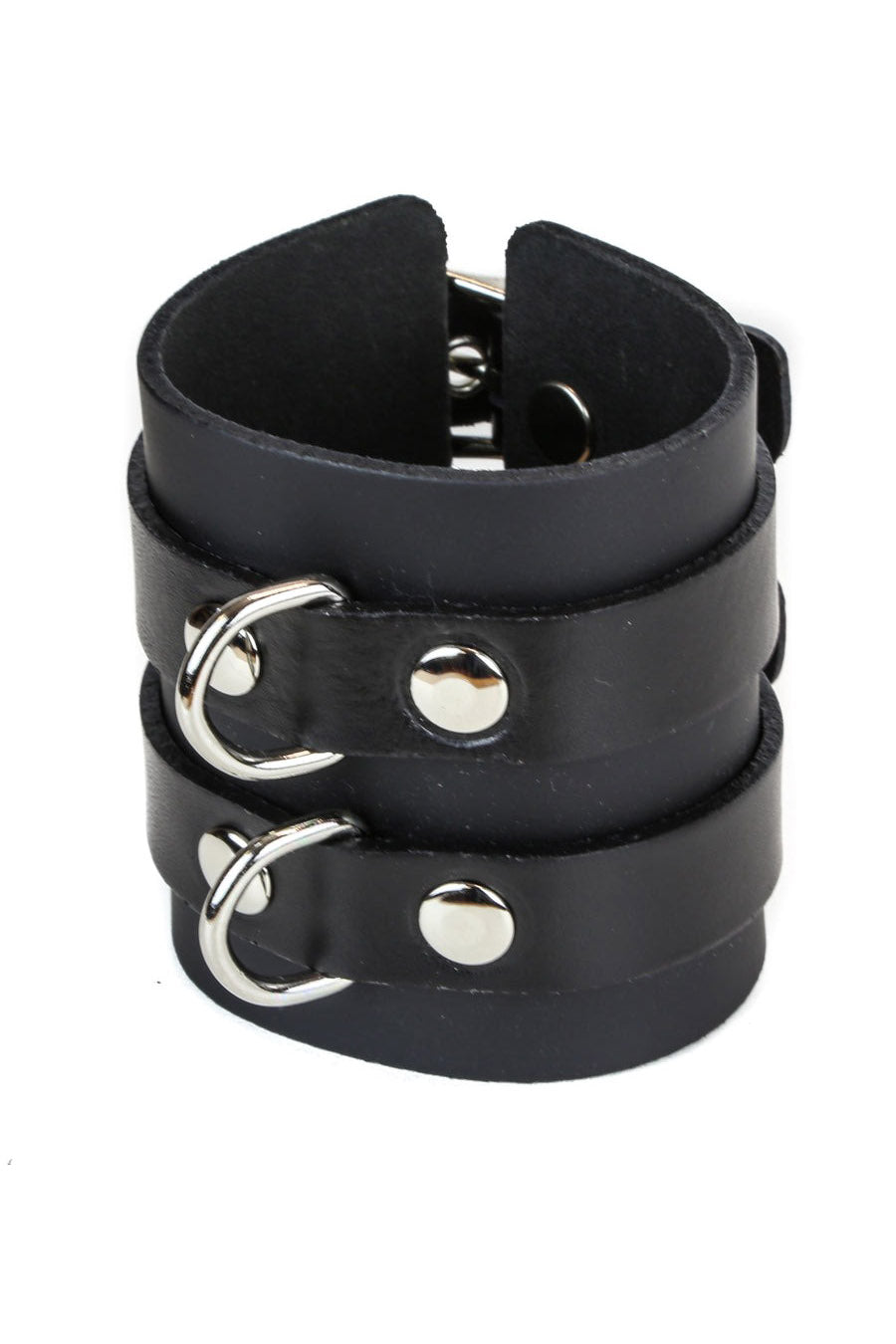 gothic black buckled leather cuff bracelet 