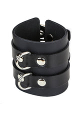 gothic black buckled leather cuff bracelet 