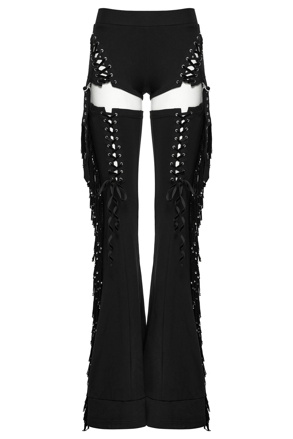 gothic lace-up tassel straight leg pants by punk rave