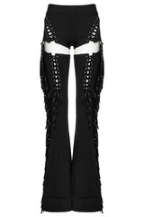 gothic lace-up tassel straight leg pants by punk rave