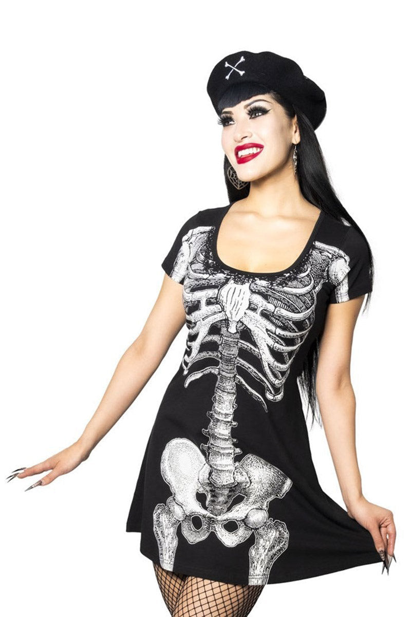 Skeleton White Flare Dress