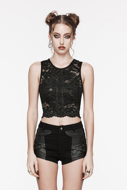 Forgive Me Father Gothic Cross Crop Top