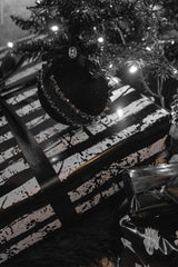 dark whimsical quirky novelty black and white striped wrapping paper