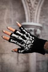 distressed spiderweb bone gloves made of knitted acrylic by vampirefreaks 