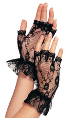 black lace fingerless gloves