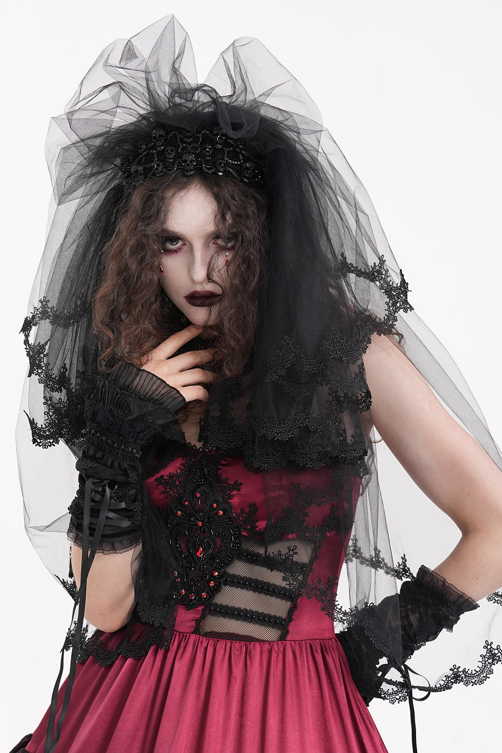 gothic ruffled gloves