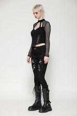 grunge goth long sleeve corset crop top
