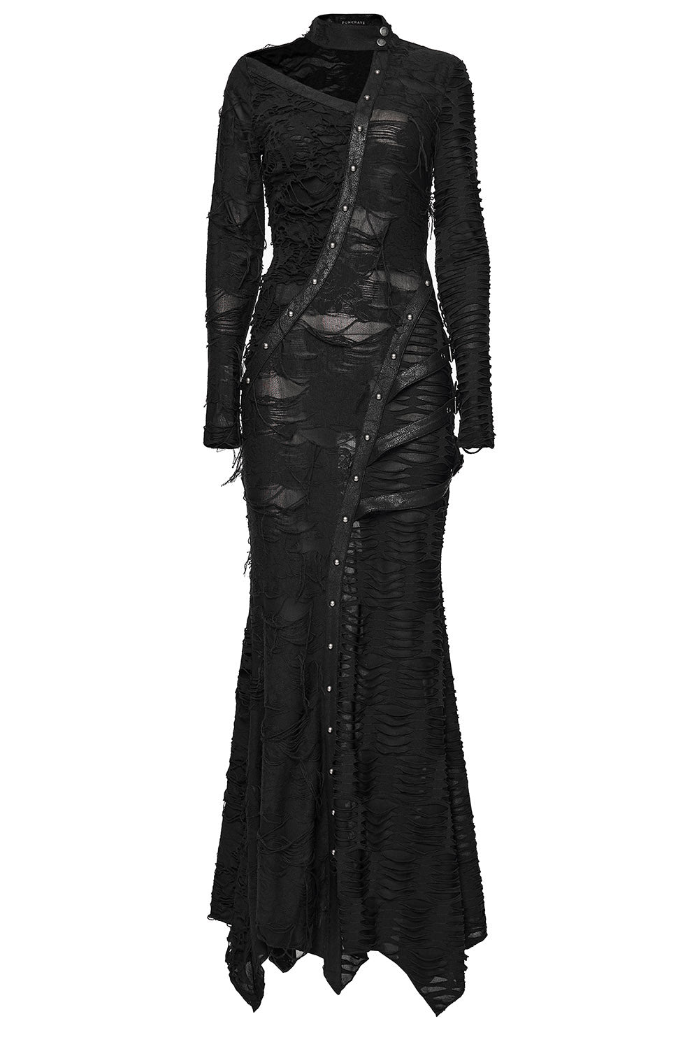 womens studded long goth maxi dress by punk rave