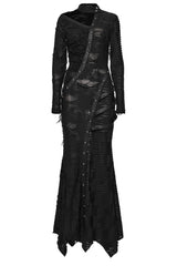 womens studded long goth maxi dress by punk rave
