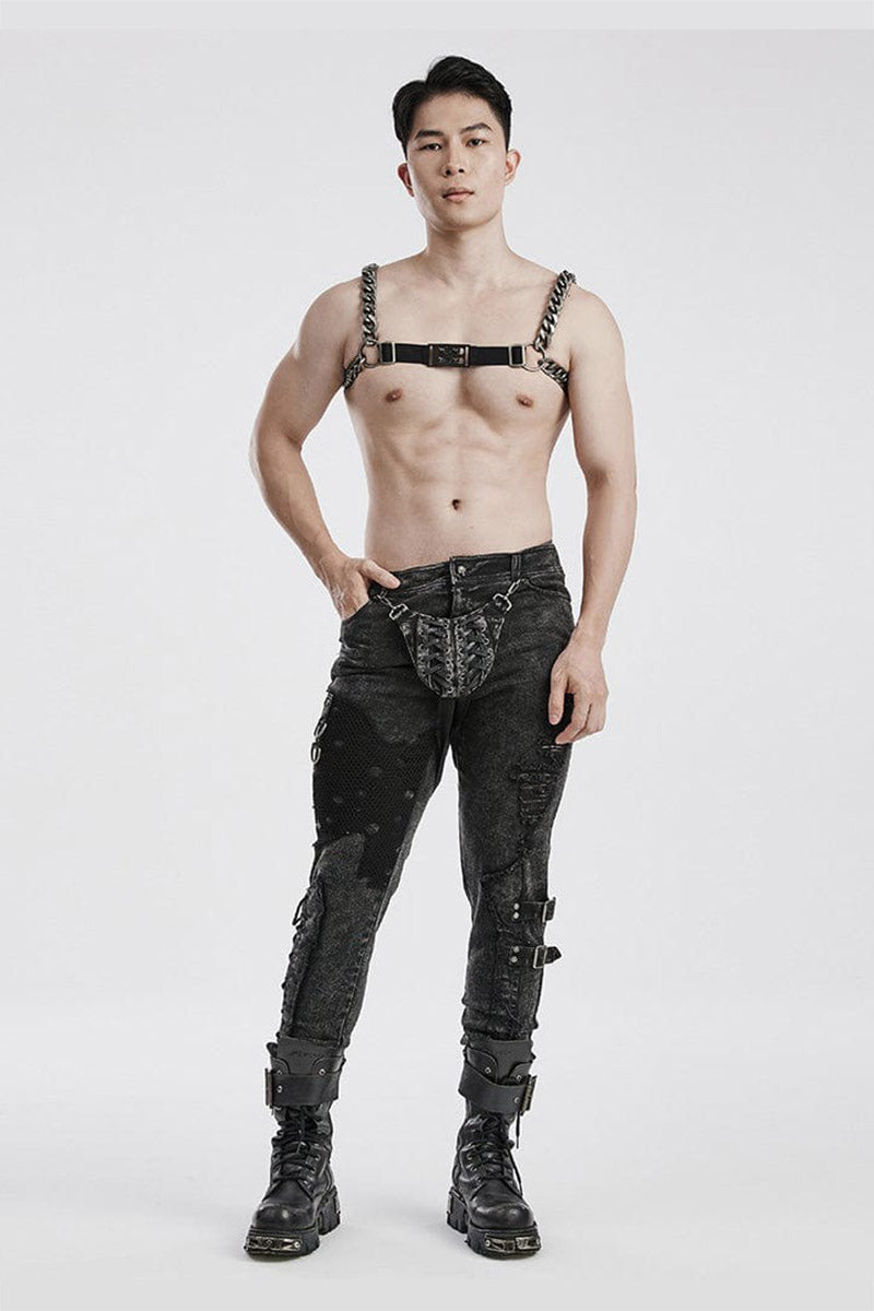 mens chain chest harness
