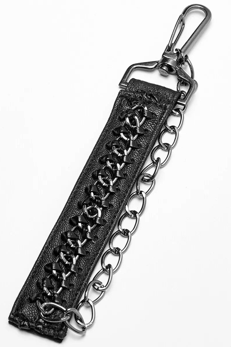 black vegan leather chain punk  accessory