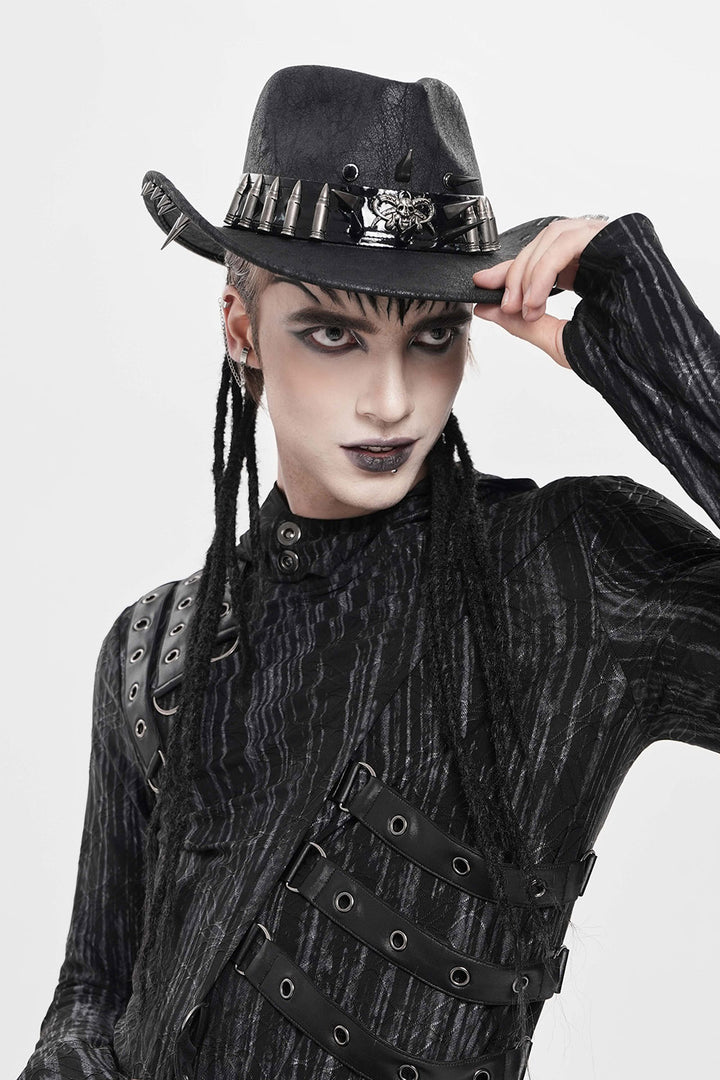 skull and crossbones Western goth hat