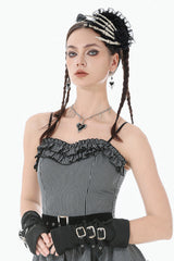 spiked black heart punk necklace with gothic crosses