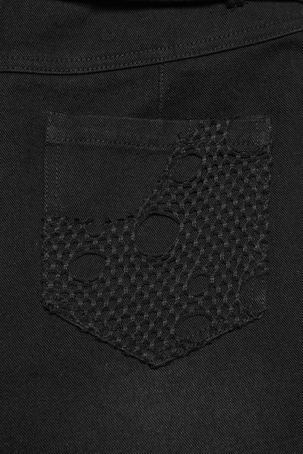 womens black studded grunge goth fishnet shredded distressed jeans with belt by punk rave