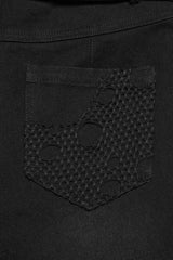 womens black studded grunge goth fishnet shredded distressed jeans with belt by punk rave