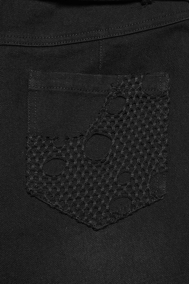 womens black studded grunge goth fishnet shredded distressed jeans with belt by punk rave