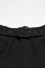 studded grunge goth fishnet shredded distressed jeans with belt