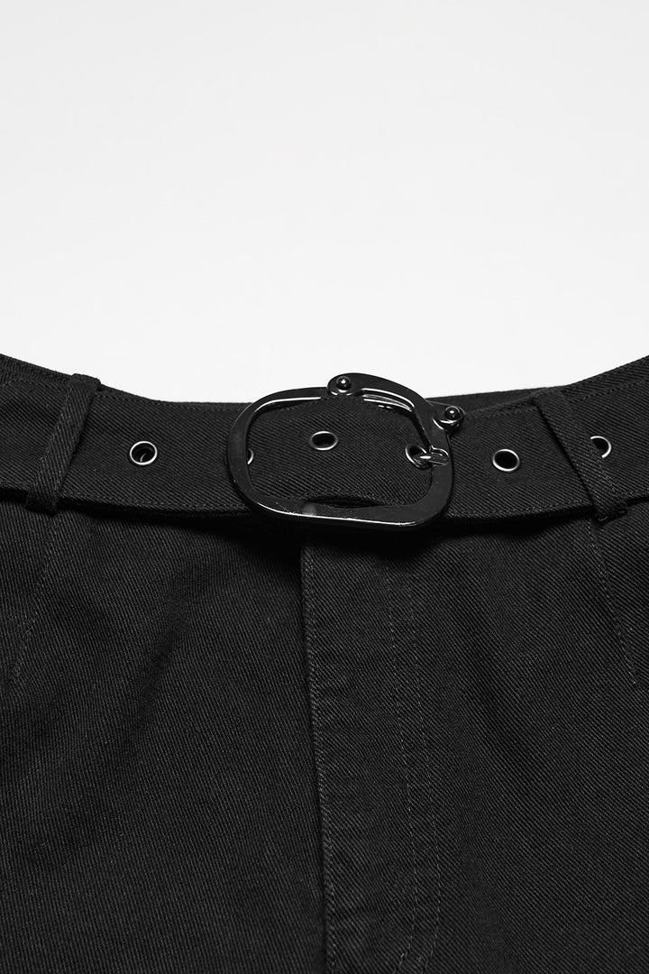 studded grunge goth fishnet shredded distressed jeans with belt