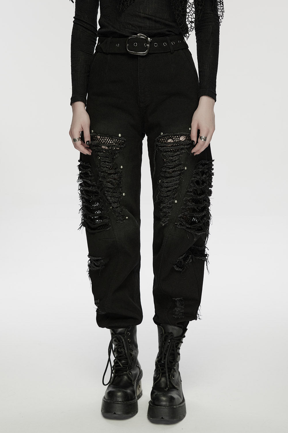 black cotton grunge goth womens pants
