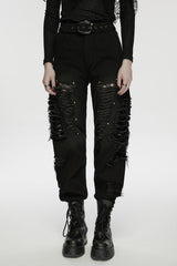 black cotton grunge goth womens pants