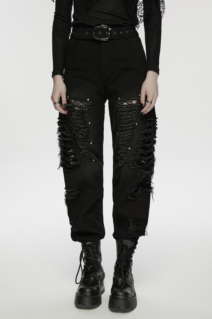 black cotton grunge goth womens pants