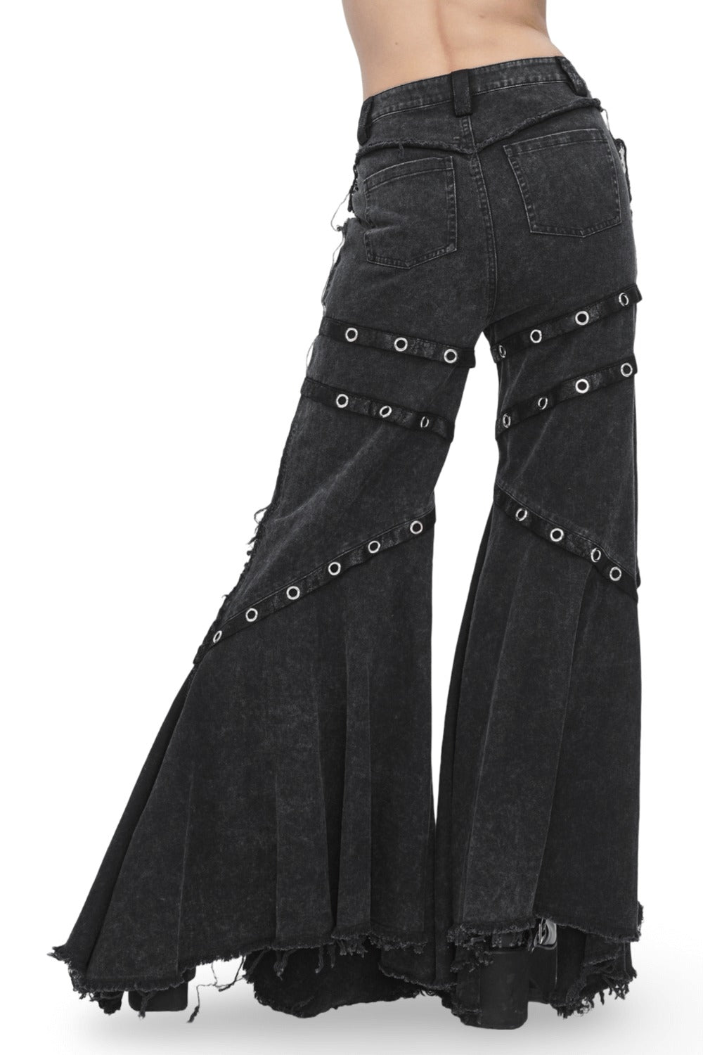 womens high-rise gothic hippie ragged jeans