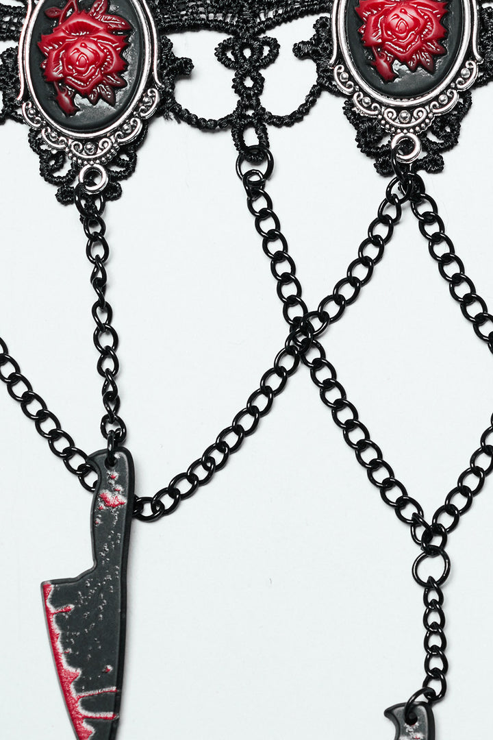 gothic bloody knife necklace