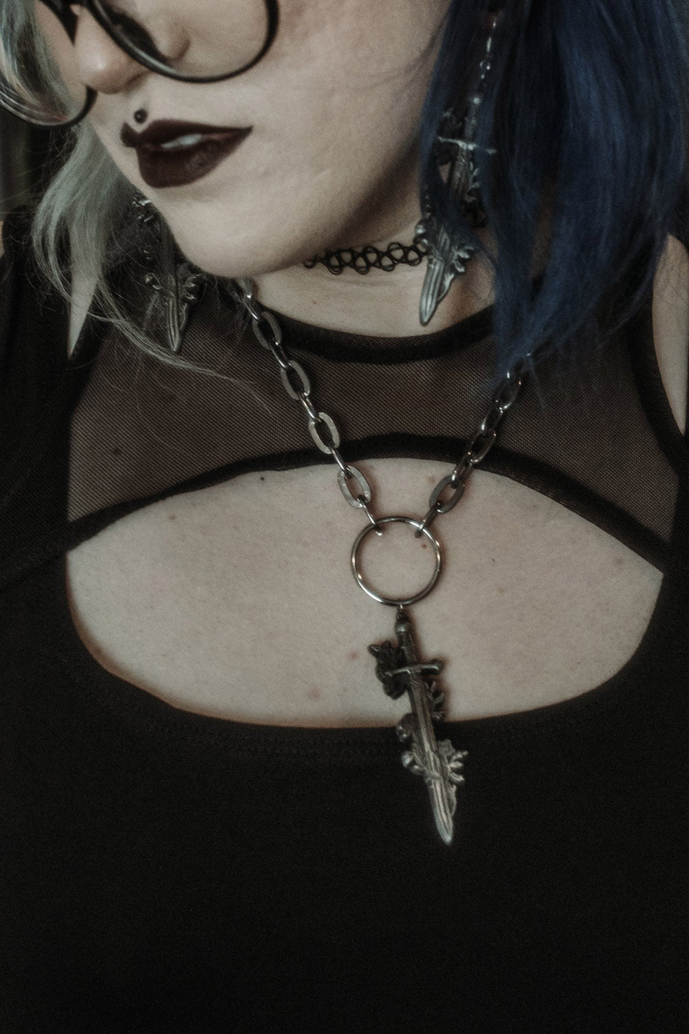 antiqued silver gothic necklace