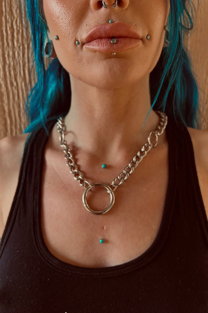 metal punk necklace with chunky chain