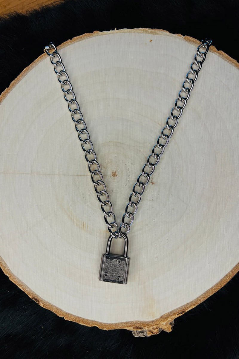 punk lock charm necklace by switchblade stiletto