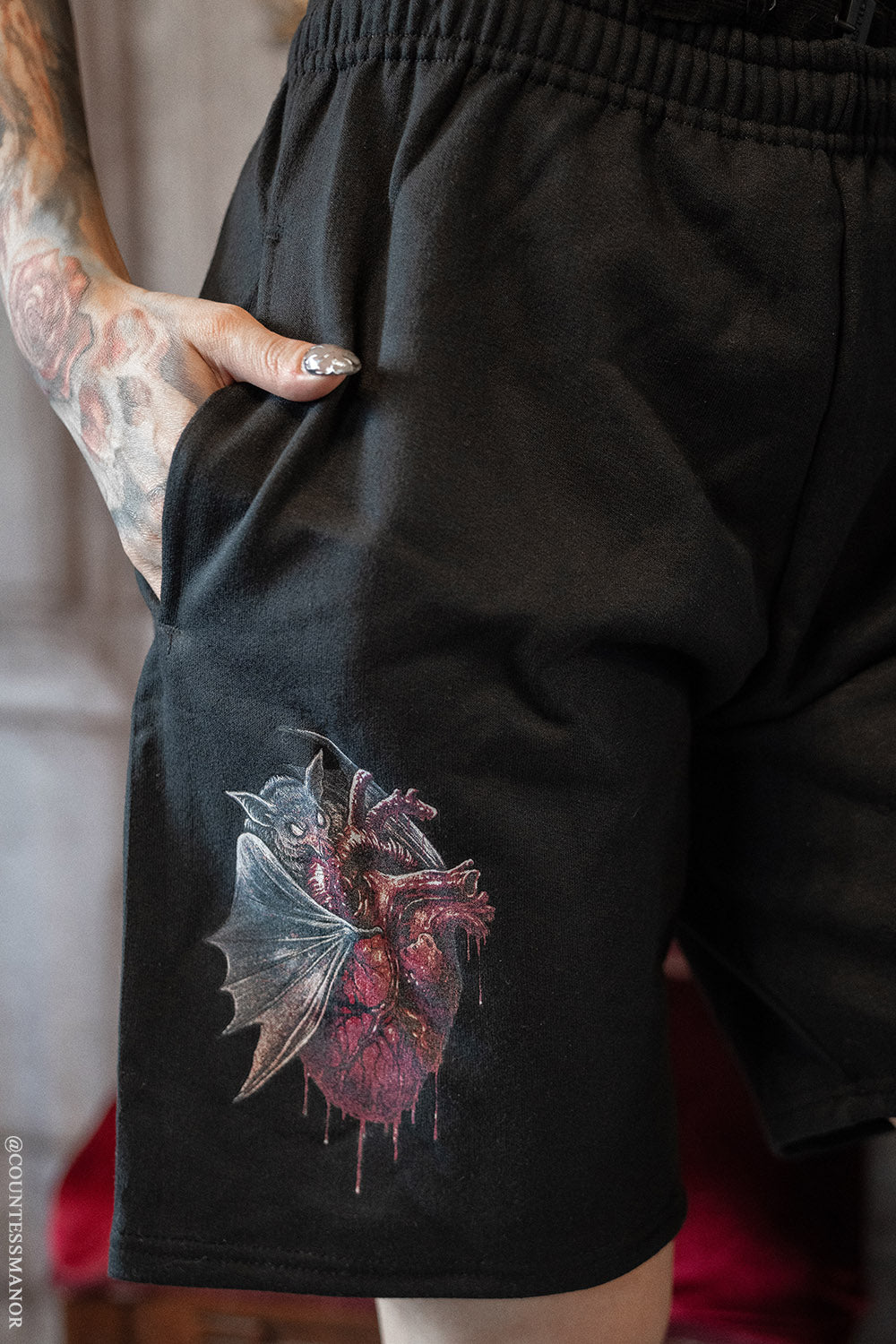gothic bat shorts