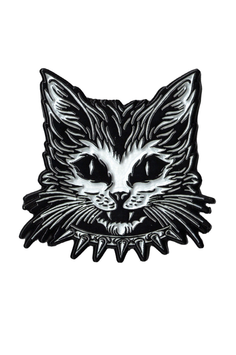 punk cat wearing spiked collar pin