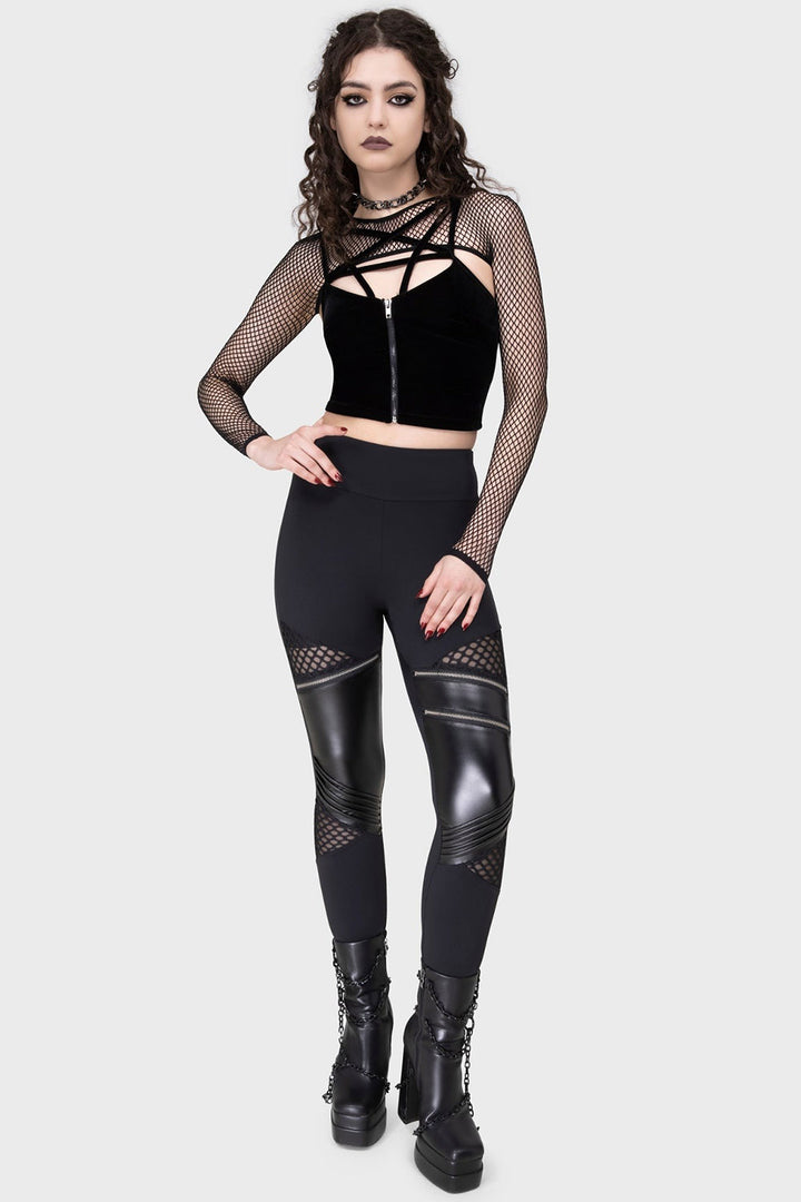 high-waisted fishnet gothic leggings pants
