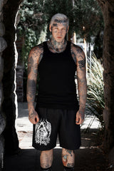 mens grim reaper graphic shorts 