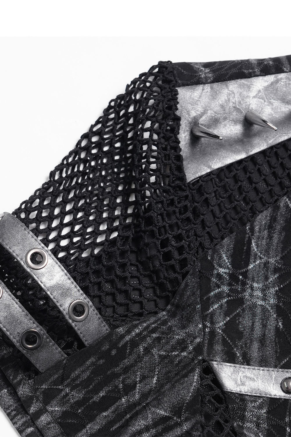 Punk mens top with mesh and spikes