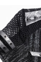 Punk mens top with mesh and spikes