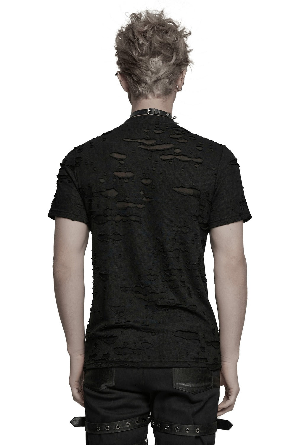 netted fishnet mens short sleeve gothic tshirt