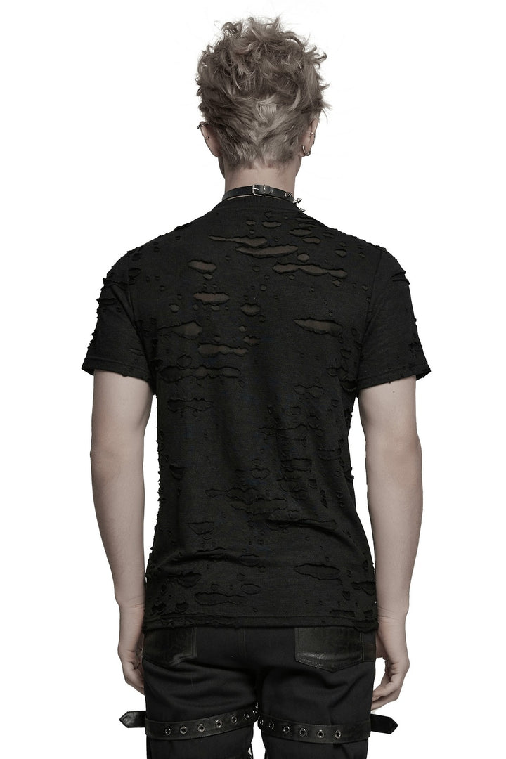netted fishnet mens short sleeve gothic tshirt