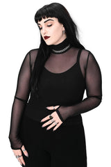 womens plus size black mesh top