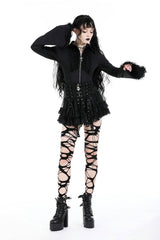 womens punk skirt with adjustable corset-style front lacing