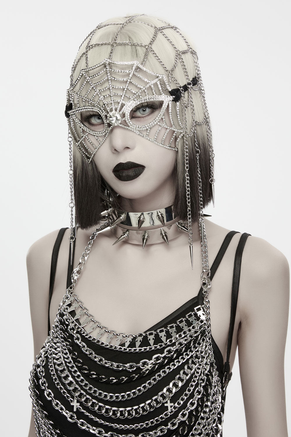 womens punk spiked collar choker necklace