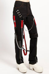 pyramid studded punk red and black tripp NYC straight-leg pants