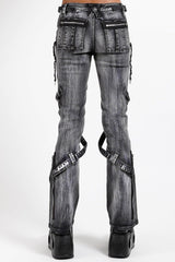 punk rock tripp NYC faded denim jeans with straps 