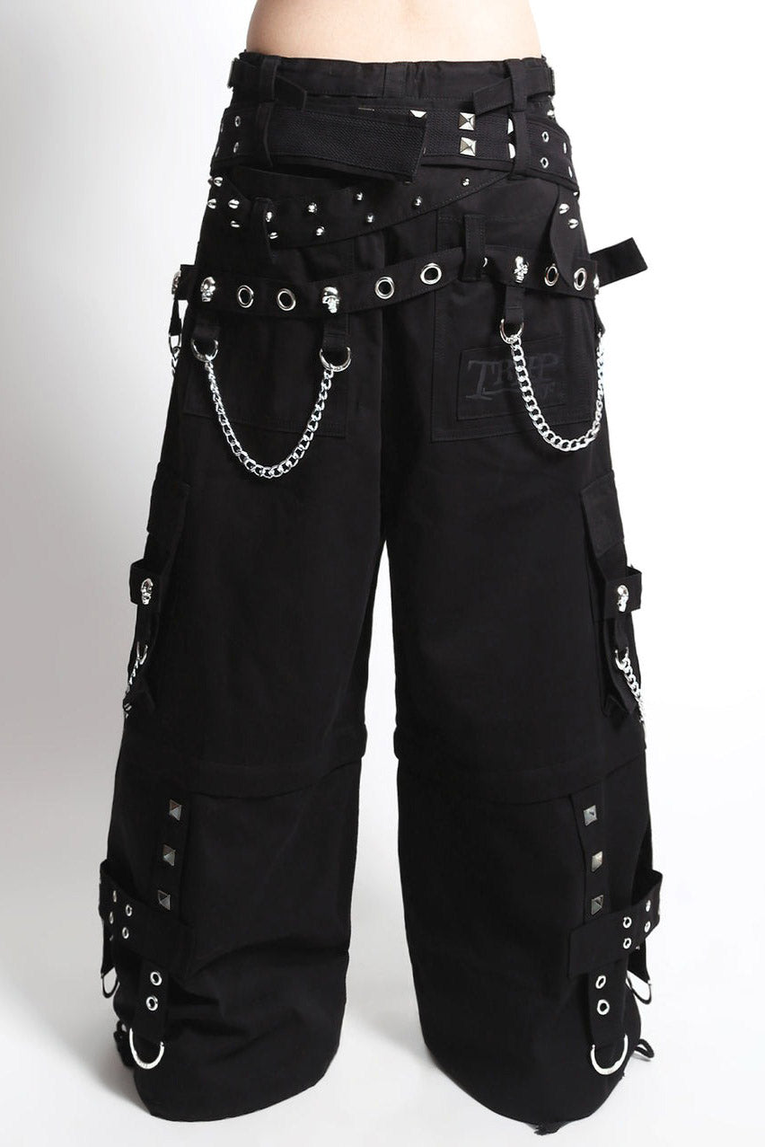 studded cargo jeans with skull studs