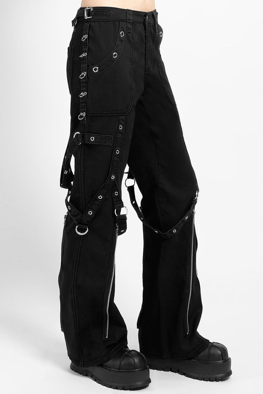 grunge goth womens straight leg zippered punk tripp pants