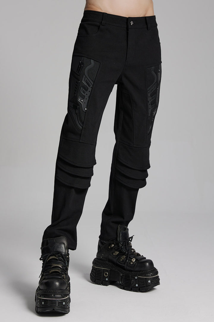 mens black straight-leg punk pants