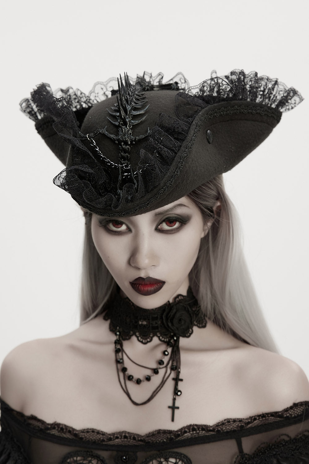 lace ruffled pirate hat